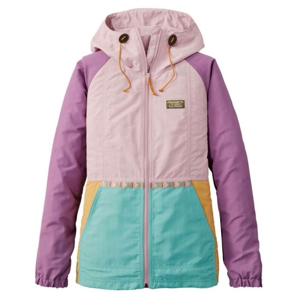 L.L. Bean Pastel Colorblock Hooded Jacket - Pink, Purple, Teal, Yellow